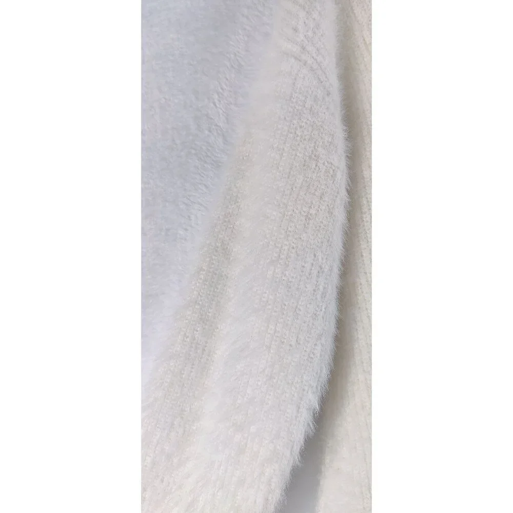 Fuzzy Sweater Winter White sz OX by Sonoma Cowl Neck Women's Cozy Soft Knit